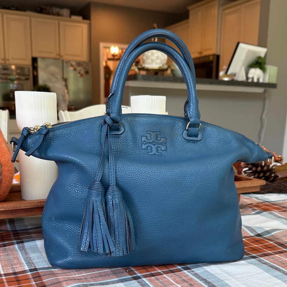 Tory Burch Teal Leather Tote
